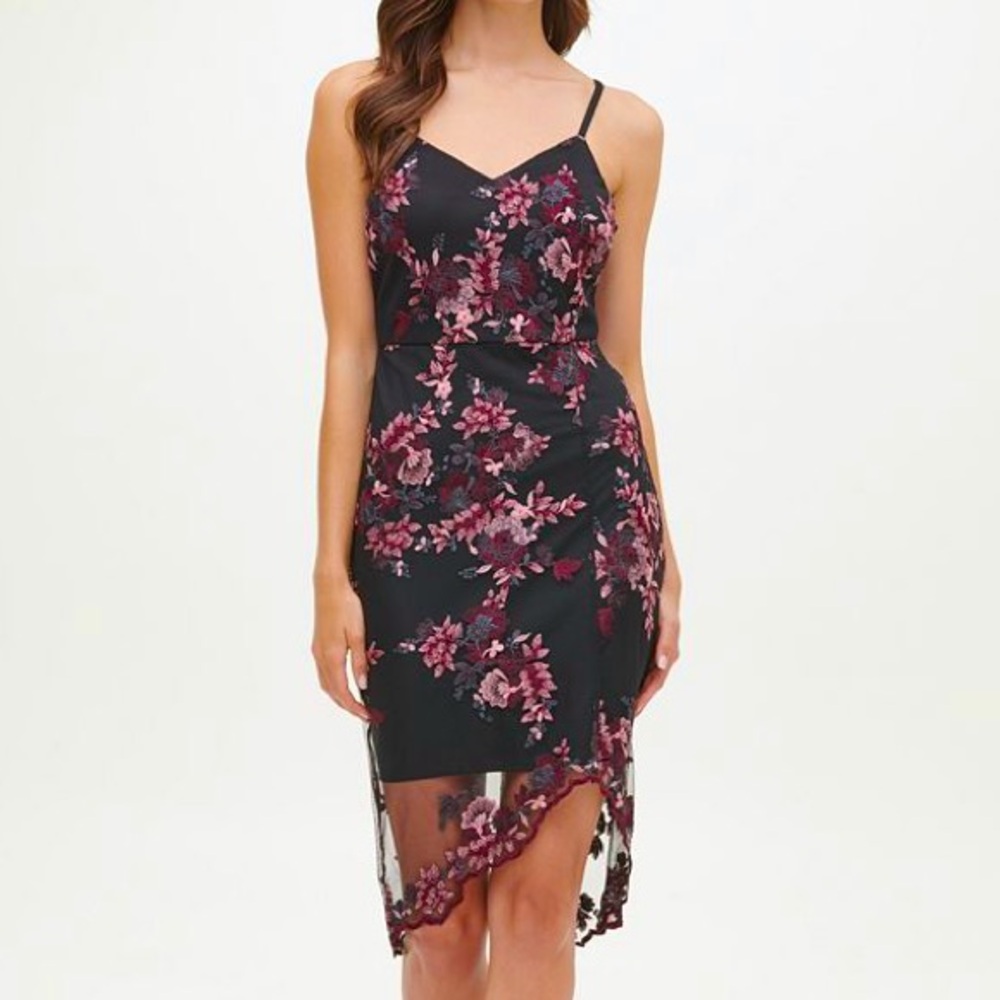 Guess Floral Chiffon Overlay Sheath Dress - Picture 8 of 9